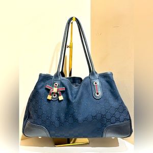 Gucci Princy Black GG Webbed Canvas Tote